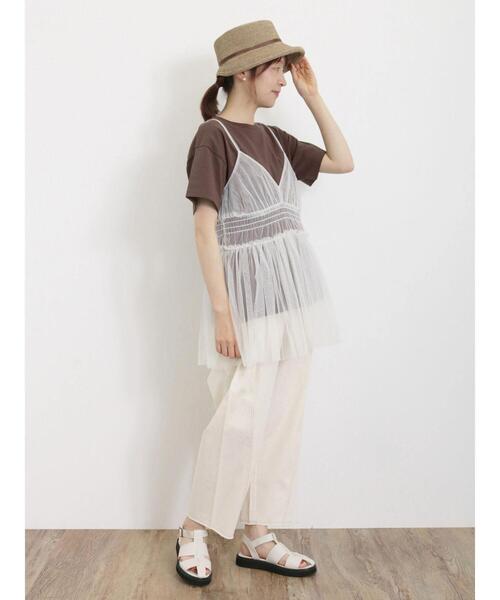 Samansa Mos2（サマンサ モスモス）の「【USAコットン】胸ポケットTシャツ（Tシャツ/カットソー・レディース・オレンジ/ミント/キナリ/オフホワイト/チャコールグレー/ブラウン・F）」の11枚目の写真