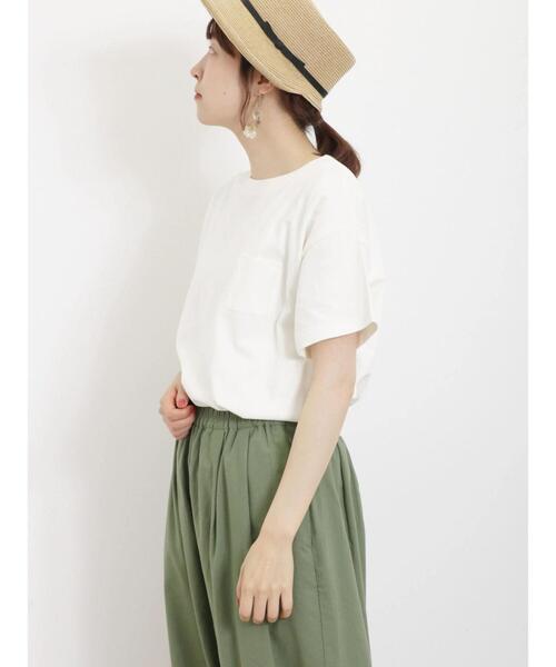 Samansa Mos2（サマンサ モスモス）の「【USAコットン】胸ポケットTシャツ（Tシャツ/カットソー・レディース・オレンジ/ミント/キナリ/オフホワイト/チャコールグレー/ブラウン・F）」の12枚目の写真