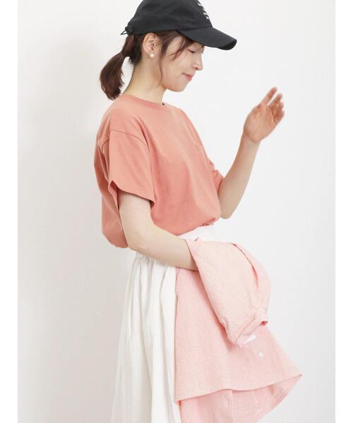 Samansa Mos2（サマンサ モスモス）の「【USAコットン】胸ポケットTシャツ（Tシャツ/カットソー・レディース・オレンジ/ミント/キナリ/オフホワイト/チャコールグレー/ブラウン・F）」の15枚目の写真