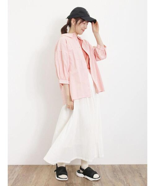 Samansa Mos2（サマンサ モスモス）の「【USAコットン】胸ポケットTシャツ（Tシャツ/カットソー・レディース・オレンジ/ミント/キナリ/オフホワイト/チャコールグレー/ブラウン・F）」の16枚目の写真