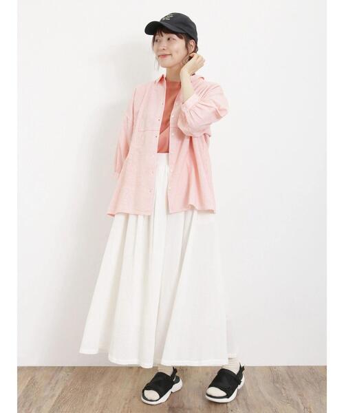 Samansa Mos2（サマンサ モスモス）の「【USAコットン】胸ポケットTシャツ（Tシャツ/カットソー・レディース・オレンジ/ミント/キナリ/オフホワイト/チャコールグレー/ブラウン・F）」の17枚目の写真