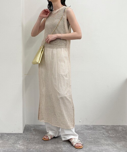 fredy emue（フレディエミュ）の「ラメメッシュレイヤードワンピース（ニット/セーター・レディース・アイボリー/ブラウン・38）」の7枚目の写真
