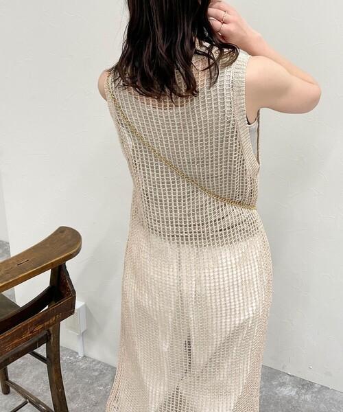 FREDY emue フレディエミュ 白 ひざ丈 ニットワンピース S fredy emue - ☆ フレディエミュ ボーダーワンピース Sサイズ