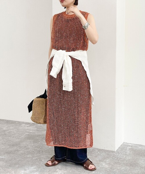 FREDY emue フレディエミュ 白 ひざ丈 ニットワンピース S FREDY emue フレディエミュ 白 ひざ丈 ニットワンピース S