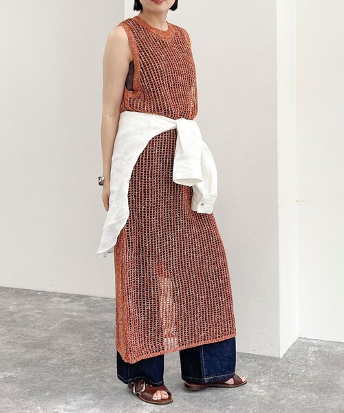 fredy emue（フレディエミュ）の「ラメメッシュレイヤードワンピース（ニット/セーター・レディース・アイボリー/ブラウン・38）」の13枚目の写真