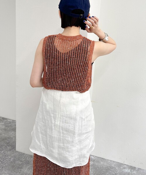 fredy emue（フレディエミュ）の「ラメメッシュレイヤードワンピース（ニット/セーター・レディース・アイボリー/ブラウン・38）」の15枚目の写真