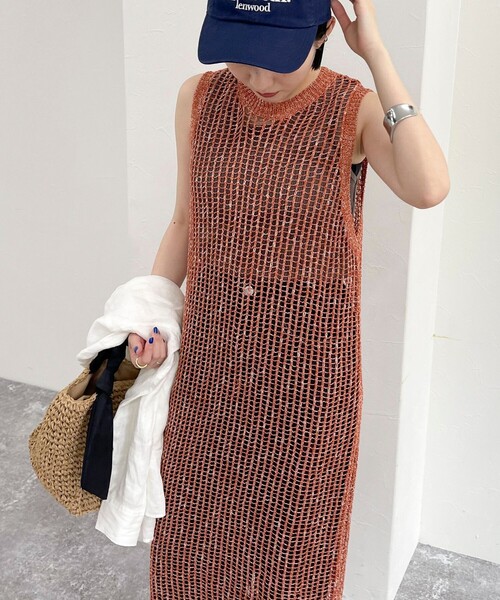 fredy emue（フレディエミュ）の「ラメメッシュレイヤードワンピース（ニット/セーター・レディース・アイボリー/ブラウン・38）」の19枚目の写真