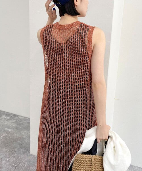 fredy emue（フレディエミュ）の「ラメメッシュレイヤードワンピース（ニット/セーター・レディース・アイボリー/ブラウン・38）」の20枚目の写真