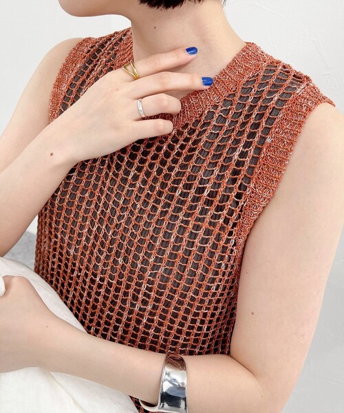 fredy emue（フレディエミュ）の「ラメメッシュレイヤードワンピース（ニット/セーター・レディース・アイボリー/ブラウン・38）」の22枚目の写真