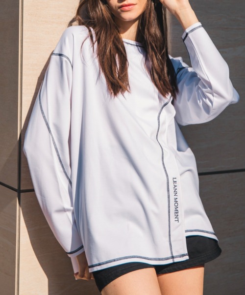 LEANN MOMENT(リーンモーメント)の「Asymmetry cross stitch cut top(Tシャツ/カットソー・レディース・ホワイト/ブラック/グリーン・SMALL/MEDIUM)」の8枚目の写真