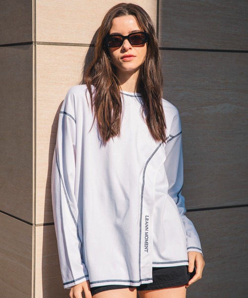 LEANN MOMENT(リーンモーメント)の「Asymmetry cross stitch cut top(Tシャツ/カットソー・レディース・ホワイト/ブラック/グリーン・SMALL/MEDIUM)」の10枚目の写真