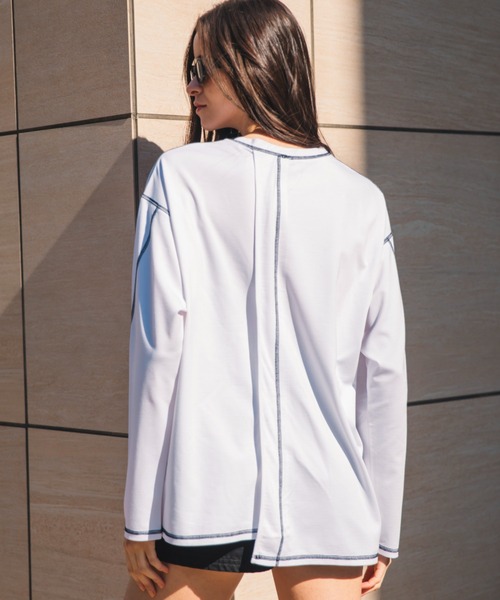 LEANN MOMENT(リーンモーメント)の「Asymmetry cross stitch cut top(Tシャツ/カットソー・レディース・ホワイト/ブラック/グリーン・SMALL/MEDIUM)」の7枚目の写真