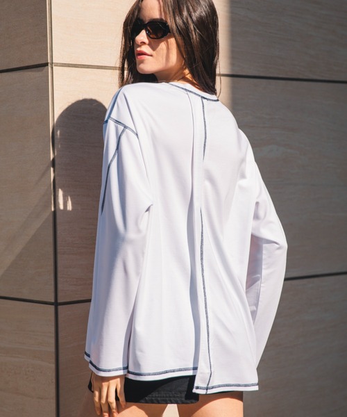 LEANN MOMENT(リーンモーメント)の「Asymmetry cross stitch cut top(Tシャツ/カットソー・レディース・ホワイト/ブラック/グリーン・SMALL/MEDIUM)」の11枚目の写真