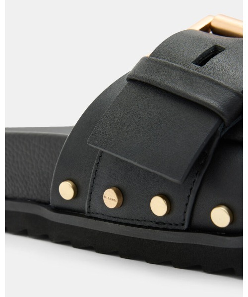 ALLSAINTS（オールセインツ）の「ELLIE STUDDED BUCKLE LEATHER SLIDERS | ELLIE スタッズ バックル レザー スライダー（サンダル・レディース・ブラック・UK5/UK6/UK4/UK3）」の7枚目の写真