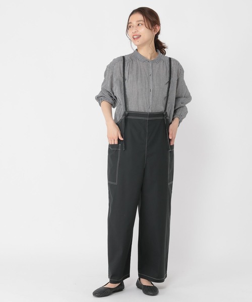 studio CLIP（スタディオクリップ）の「【イージーケア/接触冷感/マシーンウォッシャブル】さらっと軽らくサロペ[プチサイズあり]（サロペット/オーバーオール・レディース・カーキ/ブラック/キャメル/ベージュ・FREE/PF）」の2枚目の写真