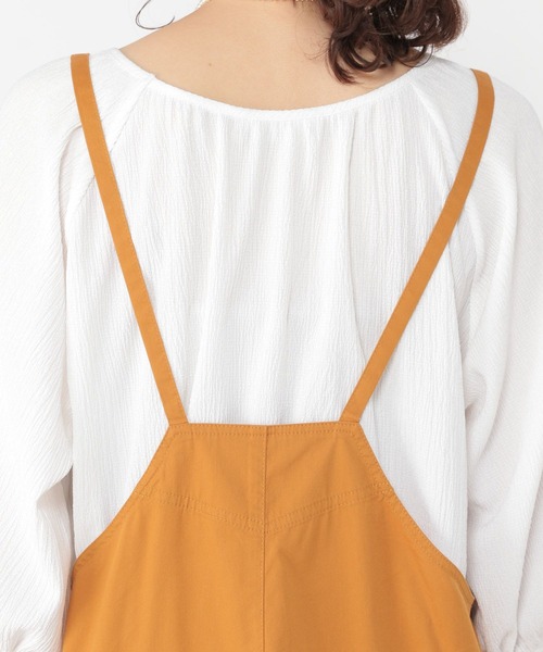 studio CLIP（スタディオクリップ）の「【イージーケア/接触冷感/マシーンウォッシャブル】さらっと軽らくサロペ[プチサイズあり]（サロペット/オーバーオール・レディース・カーキ/ブラック/キャメル/ベージュ・FREE/PF）」の8枚目の写真