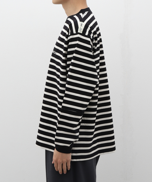 BAMBOO SHOOTS（バンブーシュート）の「BAMBOO SHOOTS / バンブーシュート HIKING CREWNECK BORDER SHIRT（Tシャツ/カットソー・メンズ・ブラック/ホワイト・MEDIUM/LARGE）」の5枚目の写真