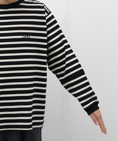 BAMBOO SHOOTS（バンブーシュート）の「BAMBOO SHOOTS / バンブーシュート HIKING CREWNECK BORDER SHIRT（Tシャツ/カットソー・メンズ・ブラック/ホワイト・MEDIUM/LARGE）」の9枚目の写真