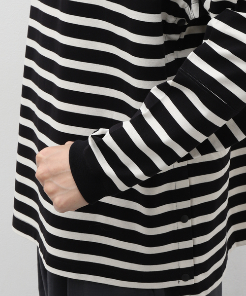 BAMBOO SHOOTS（バンブーシュート）の「BAMBOO SHOOTS / バンブーシュート HIKING CREWNECK BORDER SHIRT（Tシャツ/カットソー・メンズ・ブラック/ホワイト・MEDIUM/LARGE）」の10枚目の写真