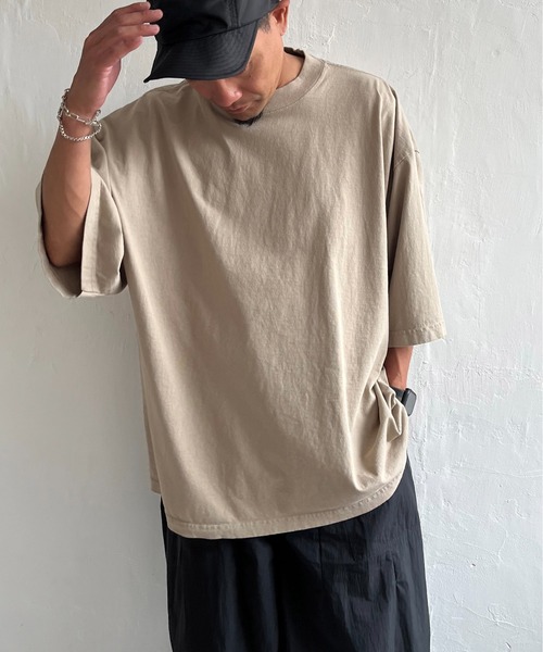 SHAKA WeAR（シャカウェア）の「【SHAKA WeAR】7.5oz Garment Dye Drop Shoulder/ピグメント加工/BIG T（Tシャツ/カットソー・レディース・ブラック/ブラウン/ホワイト/チャコール/クリーム/サンドベージュ・L/M/LL）」の21枚目の写真
