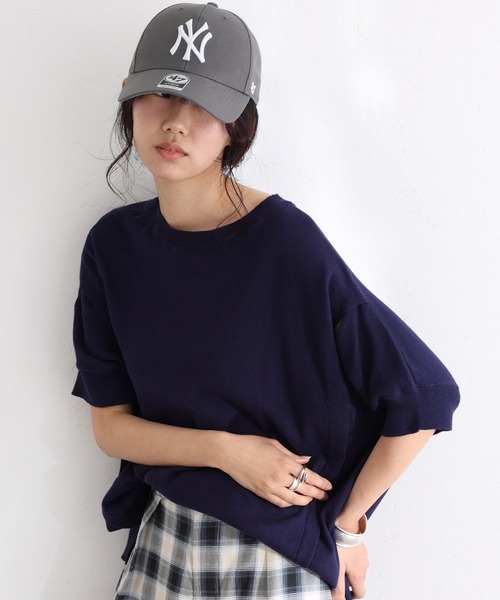 袖脇オープンラウンドネック5分袖ニット（ニット/セーター）｜ElegChic（エレグシック）