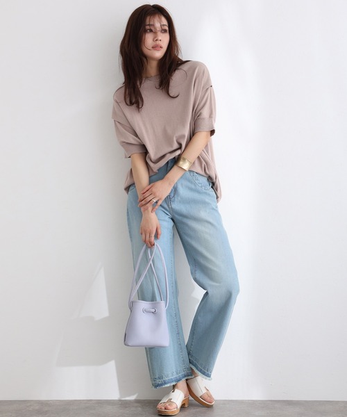 袖脇オープンラウンドネック5分袖ニット（ニット/セーター）｜ElegChic（エレグシック）