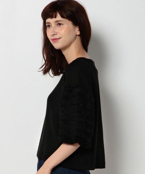 Another Edition(アナザーエディション)の「ソデフリンジニットプルオーバー/ AEBC C/Rソデフリンジ PO◆(ニット/セーター・レディース・ブラック/ベージュ/ワイン・フリー)」の6枚目の写真