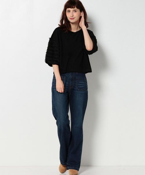 Another Edition(アナザーエディション)の「ソデフリンジニットプルオーバー/ AEBC C/Rソデフリンジ PO◆(ニット/セーター・レディース・ブラック/ベージュ/ワイン・フリー)」の7枚目の写真