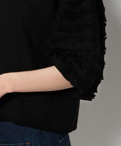 Another Edition(アナザーエディション)の「ソデフリンジニットプルオーバー/ AEBC C/Rソデフリンジ PO◆(ニット/セーター・レディース・ブラック/ベージュ/ワイン・フリー)」の9枚目の写真