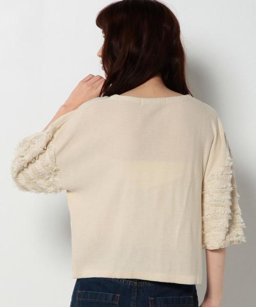 Another Edition(アナザーエディション)の「ソデフリンジニットプルオーバー/ AEBC C/Rソデフリンジ PO◆(ニット/セーター・レディース・ブラック/ベージュ/ワイン・フリー)」の14枚目の写真