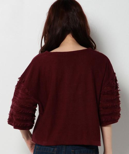 Another Edition(アナザーエディション)の「ソデフリンジニットプルオーバー/ AEBC C/Rソデフリンジ PO◆(ニット/セーター・レディース・ブラック/ベージュ/ワイン・フリー)」の17枚目の写真