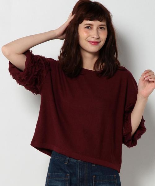 Another Edition(アナザーエディション)の「ソデフリンジニットプルオーバー/ AEBC C/Rソデフリンジ PO◆(ニット/セーター・レディース・ブラック/ベージュ/ワイン・フリー)」の18枚目の写真