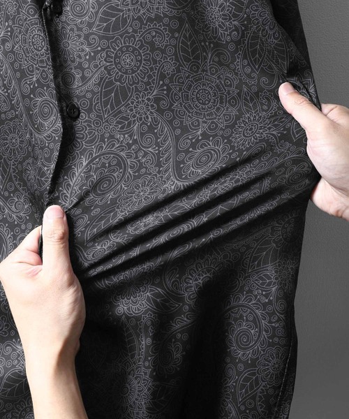 ROOT THREE（ルートスリー）の「【ROOT THREE】 総柄 オープンカラー 半袖 シャツ / 柄シャツ（シャツ/ブラウス・メンズ・ブラック系1/グリーン系/ブラック系/グレー系・LARGE/MEDIUM）」の18枚目の写真