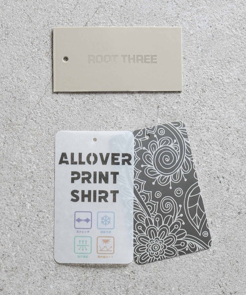 ROOT THREE（ルートスリー）の「【ROOT THREE】 総柄 オープンカラー 半袖 シャツ / 柄シャツ（シャツ/ブラウス・メンズ・ブラック系1/グリーン系/ブラック系/グレー系・LARGE/MEDIUM）」の19枚目の写真