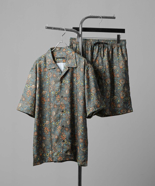 ROOT THREE（ルートスリー）の「【ROOT THREE】 総柄 オープンカラー 半袖 シャツ / 柄シャツ（シャツ/ブラウス・メンズ・ブラック系1/グリーン系/ブラック系/グレー系・LARGE/MEDIUM）」の10枚目の写真