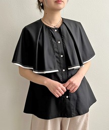 トリミングケープブラウス