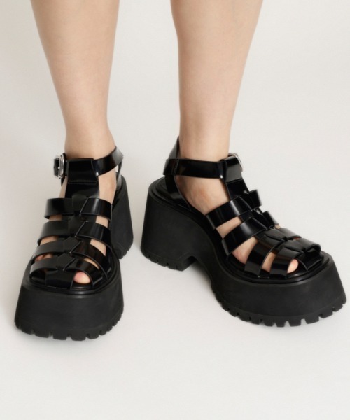 SLY（スライ）の「TANK HEEL CAGE SANDAL タンク ヒール ケージ サンダル（サンダル・レディース・ブラック/シルバー・SMALL/LARGE/MEDIUM）」の13枚目の写真