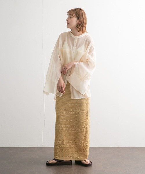 KBF(ケイビーエフ)の「Iラインシャーリングニットスカート(スカート・レディース・ゴールド/ブルー系その他・ONE)」の17枚目の写真