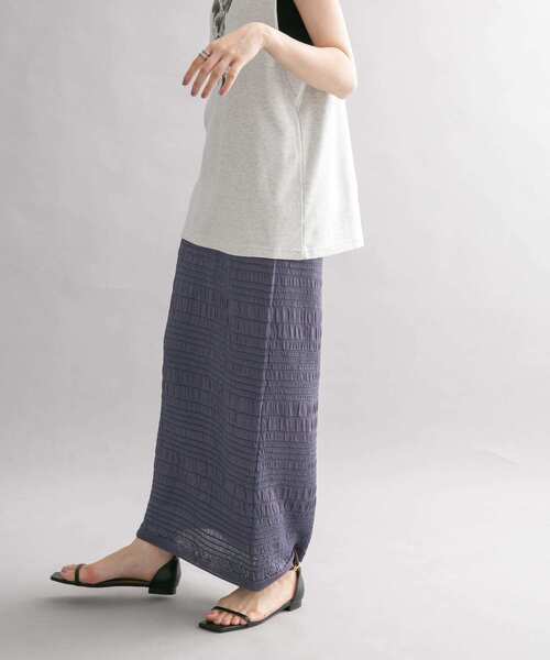 KBF(ケイビーエフ)の「Iラインシャーリングニットスカート(スカート・レディース・ゴールド/ブルー系その他・ONE)」の12枚目の写真