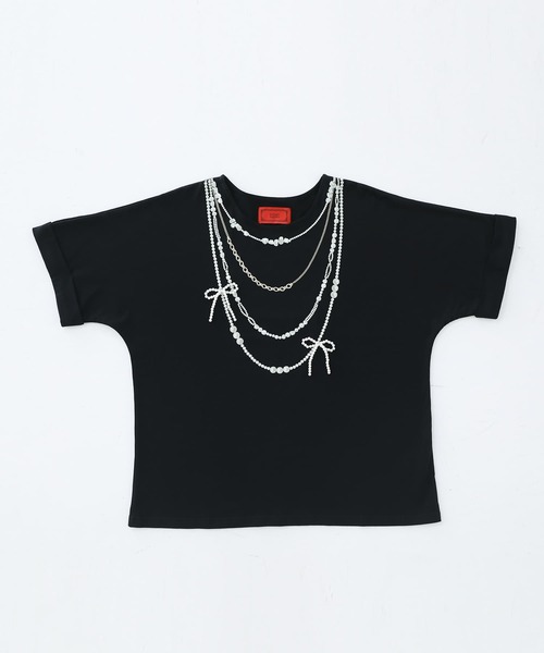 somari imagination(ソマリ イマジネーション)の「『フェイクパールリボンTシャツ』(Tシャツ/カットソー・レディース・ブラック/オフホワイト/ブルー・FREE)」の16枚目の写真