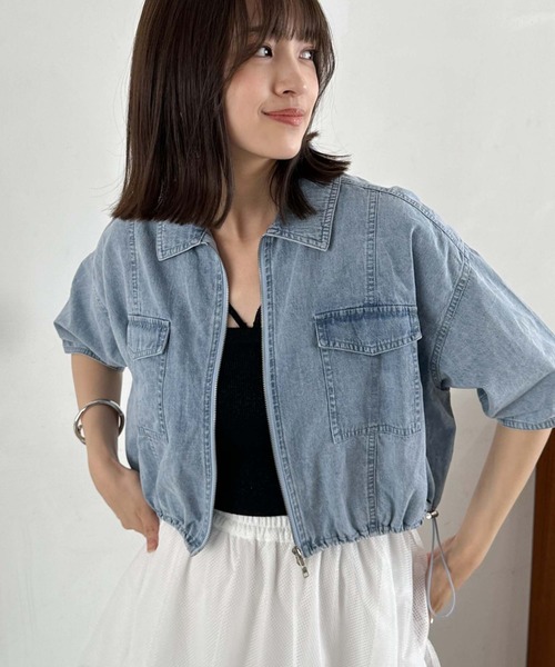 archives（アルシーヴ）の「ハーフスリーブデニムブルゾン（ブルゾン・レディース・サックスブルー/グレー・MEDIUM）」の2枚目の写真