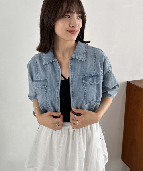 archives（アルシーヴ）の「ハーフスリーブデニムブルゾン（ブルゾン・レディース・サックスブルー/グレー・MEDIUM）」の3枚目の写真