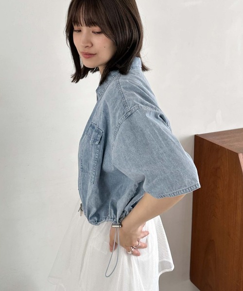 archives（アルシーヴ）の「ハーフスリーブデニムブルゾン（ブルゾン・レディース・サックスブルー/グレー・MEDIUM）」の4枚目の写真