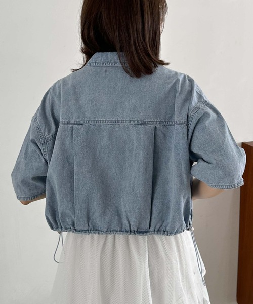 archives（アルシーヴ）の「ハーフスリーブデニムブルゾン（ブルゾン・レディース・サックスブルー/グレー・MEDIUM）」の5枚目の写真