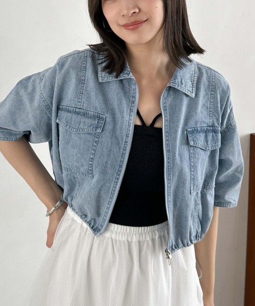 archives（アルシーヴ）の「ハーフスリーブデニムブルゾン（ブルゾン・レディース・サックスブルー/グレー・MEDIUM）」の6枚目の写真