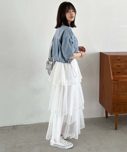 archives（アルシーヴ）の「ハーフスリーブデニムブルゾン（ブルゾン・レディース・サックスブルー/グレー・MEDIUM）」の8枚目の写真