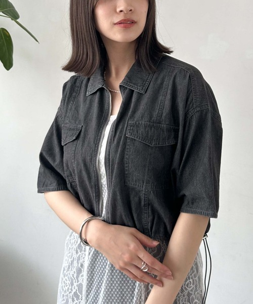 archives（アルシーヴ）の「ハーフスリーブデニムブルゾン（ブルゾン・レディース・サックスブルー/グレー・MEDIUM）」の13枚目の写真