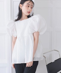 セール】レース衿ジャガードペプラムトップス（その他トップス）｜Fit
