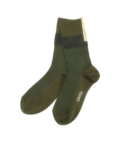 UN3D.(アンスリード)の「BACK FOIL ONE TONE SOCKS / バックフォイルワントーンソックス(ソックス/靴下・レディース・グレー/ブラック/カーキ・FREE)」の1枚目の写真