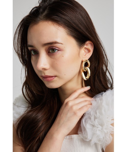 セール】ビッグニュアンス2リングピアス（ピアス（両耳用））｜rienda